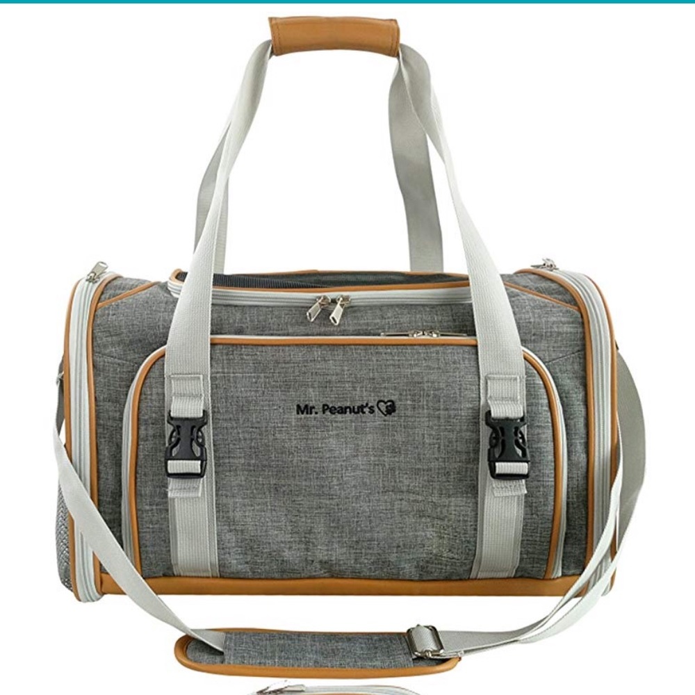Mr. peanuts expandable dog carrier.
